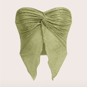 SHEIN Olive Green Floral Crop Top